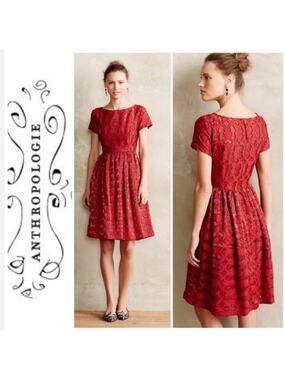 Anthropologie Moulinette Soeurs Rubied Lace Dress Red Size 4